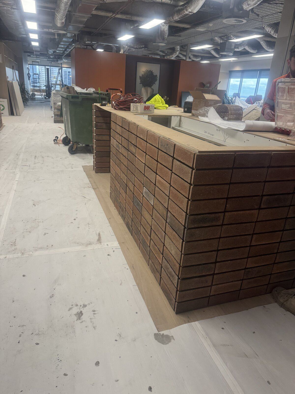 Commercial brick feature tiling in Melbourne, Victoria