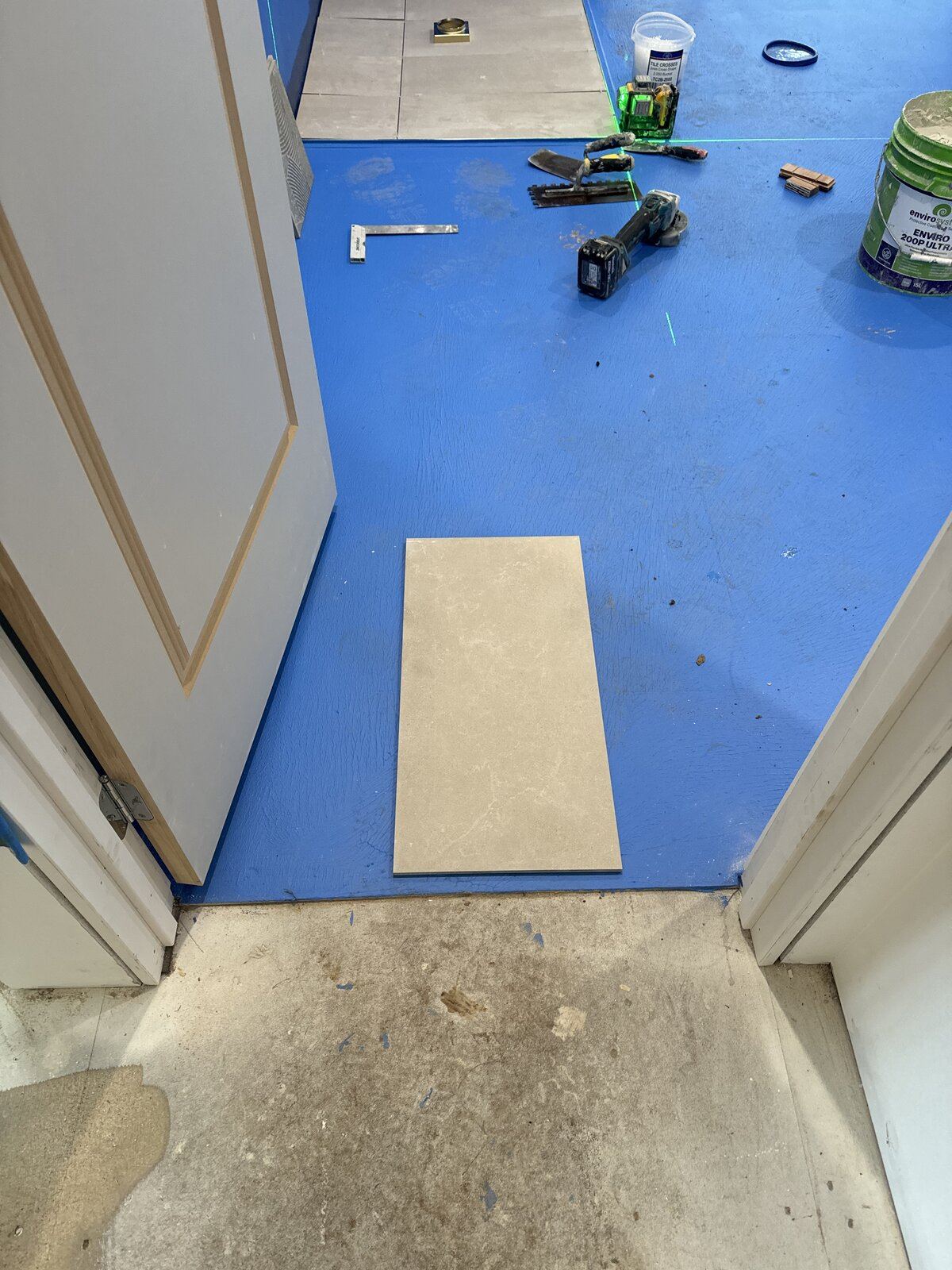 Bathroom wet-area tiling in progress in Melbourne, Victoria - gallery photo