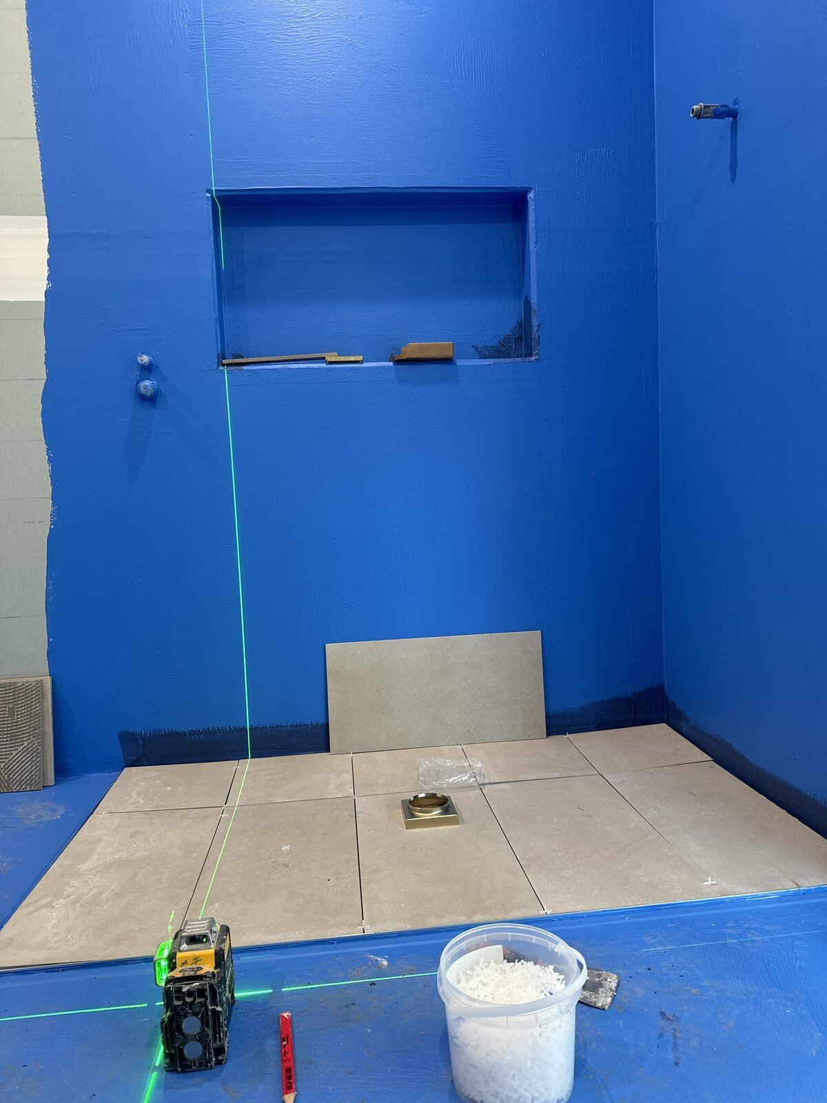 Bathroom wet-area tiling in progress in Melbourne, Victoria - gallery photo